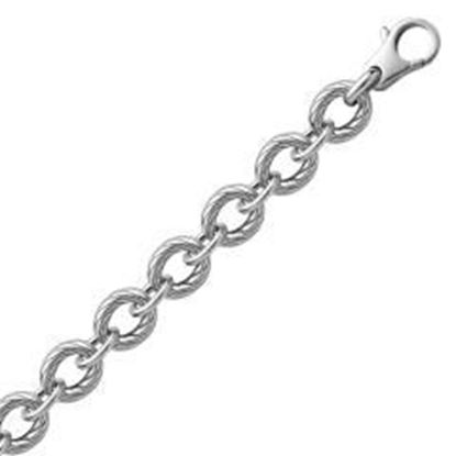 Picture of Sterling Silver Diamond Cut Chain Style Rhodium Plated Bracelet: 7.5 inches