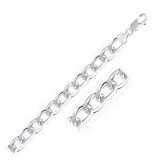 Picture of Rhodium Plated 8.4mm Sterling Silver Curb Style Chain: 22 inches