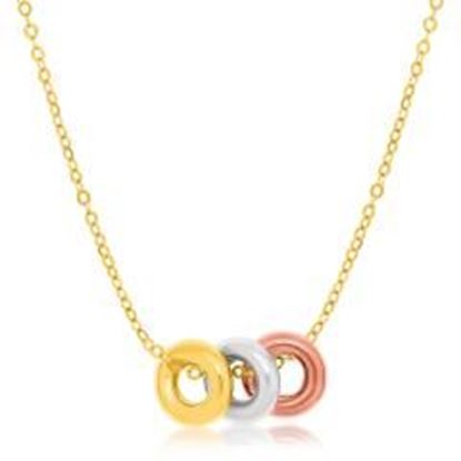 Picture of 14k Tri-Color Gold Chain Necklace with Three Open Circle Accents: 18 inches