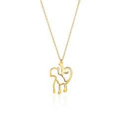 Picture of 14k Yellow Gold Oval Link Necklace with Monkey Pendant: 18 inches