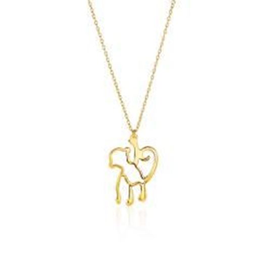 Picture of 14k Yellow Gold Oval Link Necklace with Monkey Pendant: 18 inches