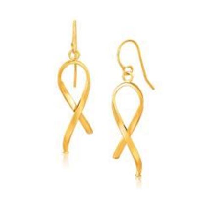 Picture of 14k Yellow Gold Ribbon Style Dangling Earrings