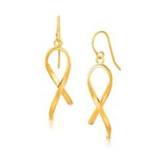 Picture of 14k Yellow Gold Ribbon Style Dangling Earrings