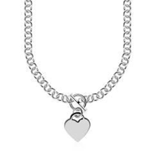 Picture of Sterling Silver Rolo Chain with a Heart Toggle Charm and Rhodium Plating: 18 inches