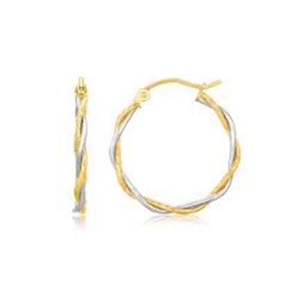 Picture of 14k Two Tone Gold Twisted Hoop Earrings (1 inch Diameter)