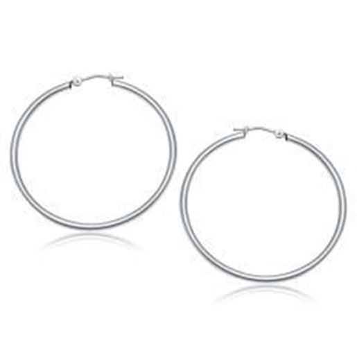 Picture of 14k White Gold Polished Hoop Earrings (40 mm)