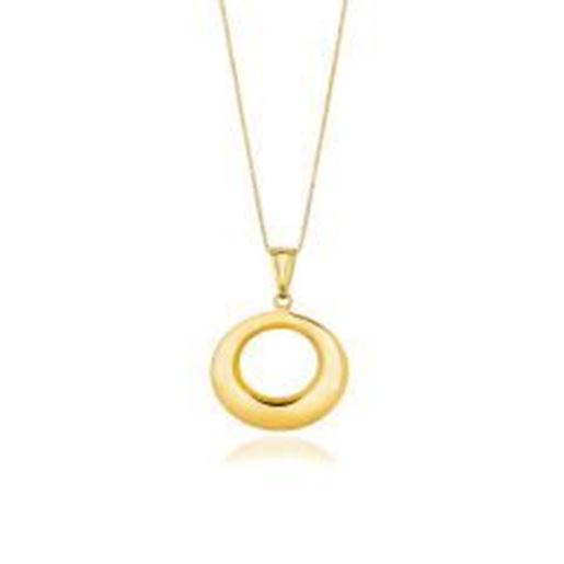 Picture of 14k Yellow Gold Open Circle Drop Pendant: 18 inches