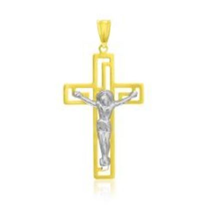 Picture of 14k Two-Tone Gold Cross with Figure Pendant