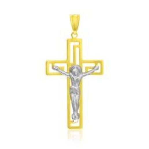 Picture of 14k Two-Tone Gold Cross with Figure Pendant