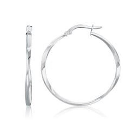 Picture of 14k White Gold Mobius Twisted Hoop Earrings