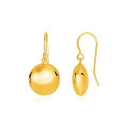 Picture of 14k Yellow Gold Puffed Circle Shape Drop Earrings