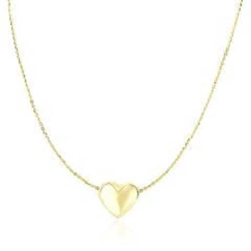 Picture of 14k Yellow Gold Chain Necklace with Sliding Puffed Heart Charm: 18 inches