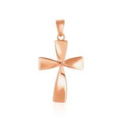 Picture of Flat Twisted Cross Pendant in 14k Rose Gold