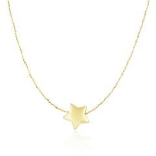 Picture of 14k Yellow Gold Necklace with Shiny Puffed Sliding Star Charm: 18 inches