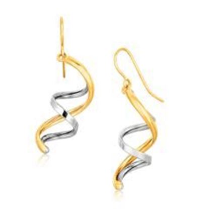 Picture of 14k Two Tone Gold Double Helix Polished Dangling Earrings