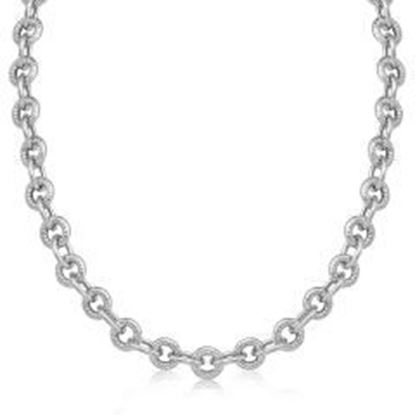 Picture of Sterling Silver Round Cable Inspired Chain Link Necklace: 18 inches