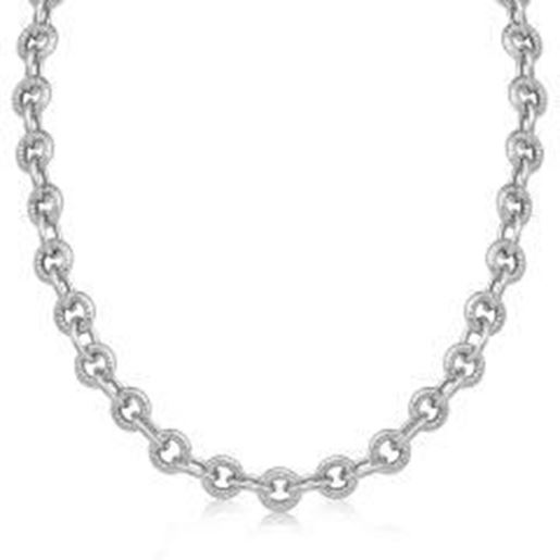 图片 Sterling Silver Round Cable Inspired Chain Link Necklace: 18 inches