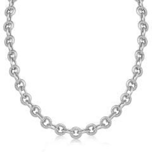 Picture of Sterling Silver Round Cable Inspired Chain Link Necklace: 18 inches