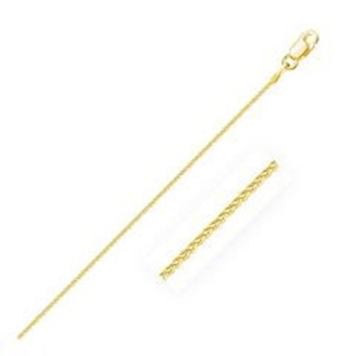 Picture of 14k Yellow Gold Diamond Cut Round Wheat Chain 1.0mm: 18 inches