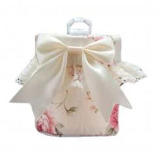 Picture of BEIGE Floral Bowknot Lace Car Cup Holder Auto Storage Bucket/Organizer,3.9*3.5''