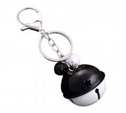 Изображение 10 pieces Candy Colors Small Bells Key chain DIY Bag Pendant Car Keychain Accessories (Black White)