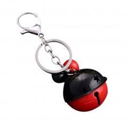 Изображение 10 pieces Candy Colors Small Bells Key chain DIY Bag Pendant Car Keychain Accessories (Black Red)