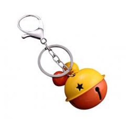 Picture of 10 pieces Candy Colors Small Bells Key chain DIY Bag Pendant Car Keychain Accessories (Yellow Orange)
