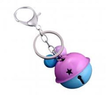 Picture of 10 pieces Candy Colors Small Bells Key chain DIY Bag Pendant Car Keychain Accessories (Purple Blue)