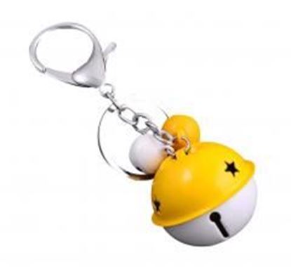 Picture of 10 pieces Candy Colors Small Bells Key chain DIY Bag Pendant Car Keychain Accessories (Yellow White)