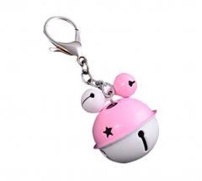 Picture of 10 pieces Candy Colors Small Bells Key chain DIY Bag Pendant Car Keychain Accessories (Pink White)