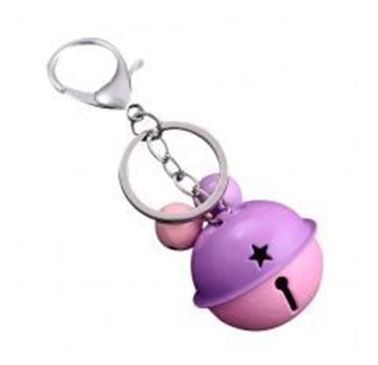Picture of 10 pieces Candy Colors Small Bells Key chain DIY Bag Pendant Car Keychain Accessories (Purple Pink)