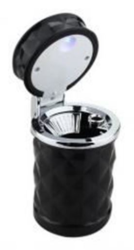 Picture of Diamond Style Car Ashtray Auto Vehicle With Blue LED Light Car Cup Holder, Black