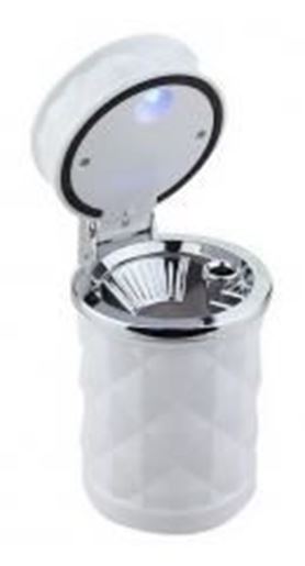 Picture of Diamond Style Car Ashtray Auto Vehicle With Blue LED Light Car Cup Holder, White