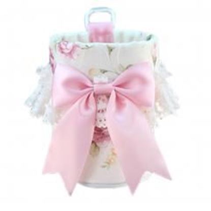 Picture of Cute PINK Floral Bowknot&Lace Car Cup Holder Storage Bucket/Organizer,3.9*3.5''