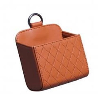 Picture of Fashion Brown PU Leather Square Car Cup Holder,Auto Storage Bucket,3.5*3.3''