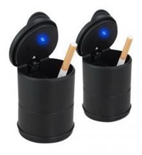 Picture of 2 Pcs Simple Car Ashtrays With LED Night Light Desktop Cigarette Ashtrays, Black