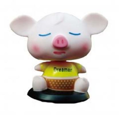 Изображение [Dreamer Piggy] Bobbleheads Car Ornaments/Car Decoration,4.7x3.9x3.3''