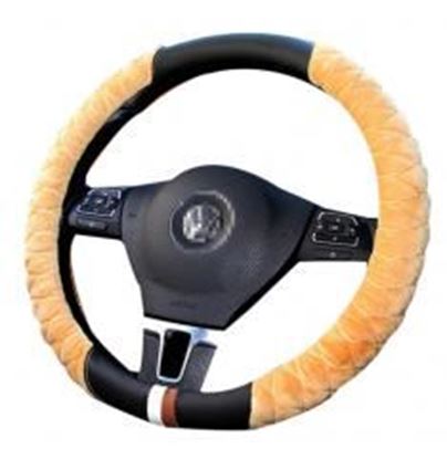 图片 Winter Fashion Car Steering Wheel Cover Plush Anti-Skid Handlebar Set
