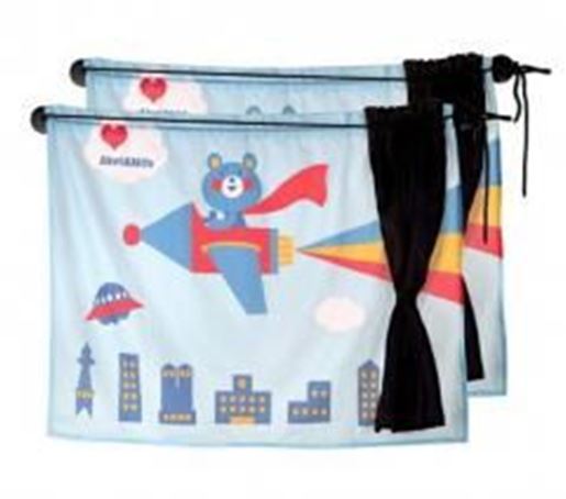 Picture of Set of 2 Summer Car Curtains Sunshades Sucker Type Double Sunshades, Blue