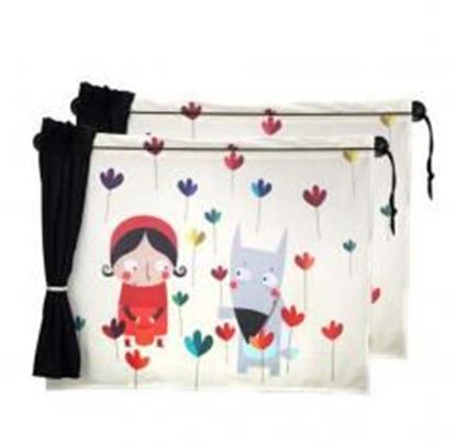 Picture of Set of 2 Cartoon Car Curtains Sunshades Sucker Type Sunshades, Red Hat