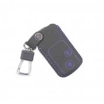 Picture of Genuine Leather Car Key Chain Smart Key Cover Case for Crosstour, Blue/Black