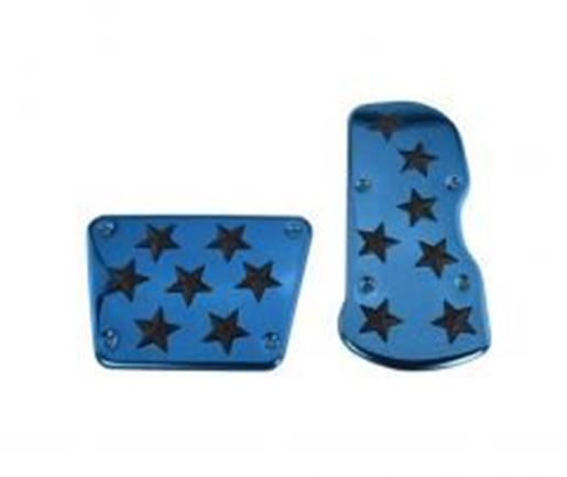 Picture of 2 Pcs Stainless Steel Gas Clutch Brake Pedal Cover Nonslip Pedal Cover BLUE