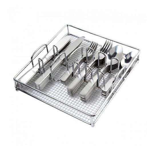 Picture of Gibson Home Abbeville 61 Piece Stainless Steel Flatware Set with Wire Caddy