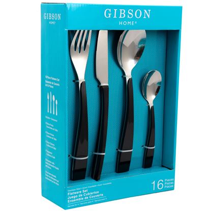 Picture of Gibson Home Deco Shine 16 Piece Flatware Set in Black