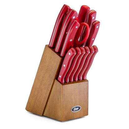 Picture of Oster Evansville 14 Piece Stainless Steel Cutlery Set with Red Handles