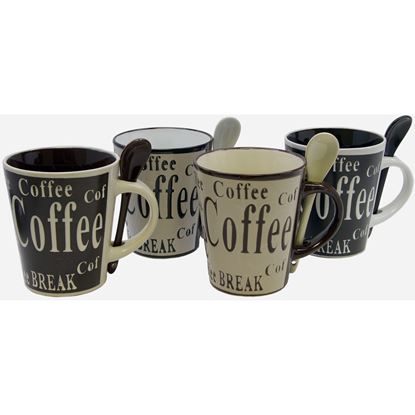 Picture of Gibson Bareggio 8 Piece 13 Ounce Coffee Mug with Spoon Set, Service for 4