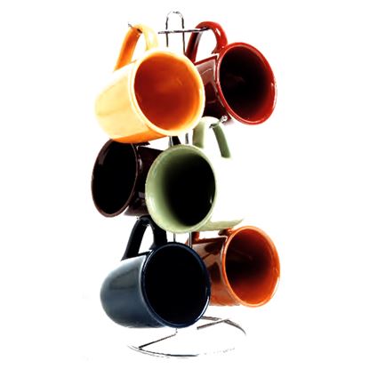 Picture of Gibson Home Cafe Amaretto 7 -Piece Mug Set With Wire Rack