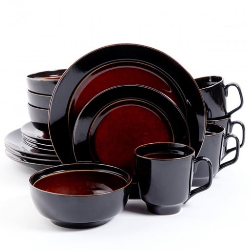 Image sur Gibson Elite Bella Galleria 16 Piece Stoneware Dinnerware Set in Red and Black