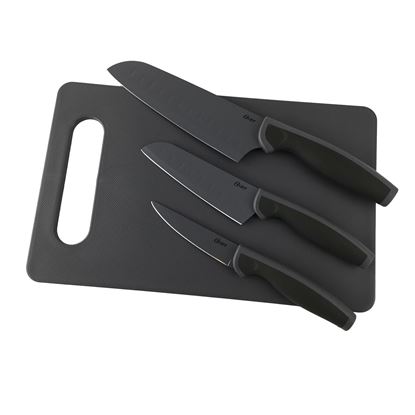 Picture of Oster Slice Craft 4 Piece Cutlery Knife Set with Cutting Board in Black