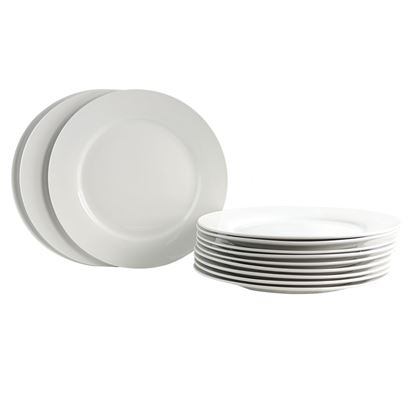 Picture of Gibson Home Noble Court 10.5" Dinner Plate Set in White, Set of 12